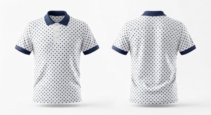 เสื้อโปโลชายสีขาวลายจุด แขนสั้น ผ้าฝ้ายอ๊อกซ์ฟอร์ด ดีไซน์ลำลอง ระบายอากาศได้ดี - Product Image 2