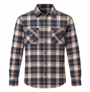 Chemise en flanelle de coton vintage pour homme, manches longues, à carreaux, boutonnée, décontractée, fournisseur en gros, vêtements à marque privée - Product Image 3