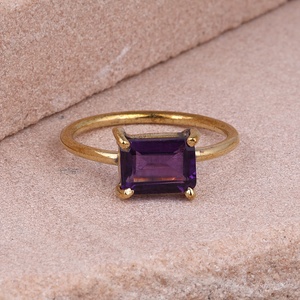 Anillos de Amatista en Plata de Ley y Oro Vermeil, Piedra de Nacimiento de Febrero, Anillo de Cóctel con Engaste de Garras, Proveedores Mayoristas de Joyería - Product Image 5