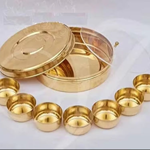 Gold Brass Metal Indian Spice Masala <b>Storage</b> <b>Box</b> with 7 Containers and Spoon Kitchen <b>Storage</b> Lid Design Herb & Spice <b>Tools</b> - Product Image 4