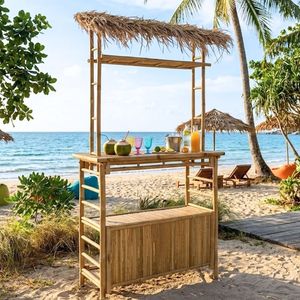 Bar Tiki en bambou avec toit en chaume et armoire de rangement - Parfait pour les divertissements en plein air par King Craft Viet - Product Image 6