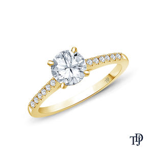 Anillo de Compromiso de Oro de 10K con Engaste Catedral Atemporal, Detalles de Diamantes Pavé Brillantes y Diamante Central (Natural) - Product Image 1