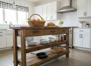 โต๊ะครัวไม้สไตล์ชนบททำมือ พร้อมลิ้นชักสามช่อง ชั้นวางสองชั้นกว้างขวาง และไม้เนื้อแข็งหนา - Product Image 2