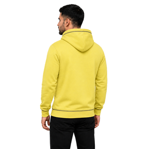 Sweat-shirt à capuche pour homme, jaune uni, streetwear décontracté, logo sur le devant, en molleton tricoté respirant, 300g, vêtements d'hiver - Product Image 4
