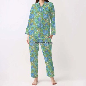 Ensemble en coton indien pour femmes imprimé à la main printemps/été Floral/caractère/lettre/motif/vacances/motif de cocotier - Product Image 5