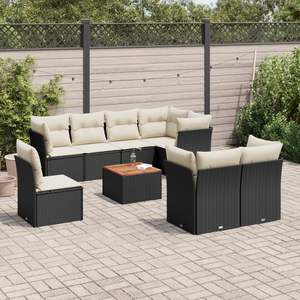 Conjunto de Sofás de Jardín en Negro y Marrón con Colección de Muebles Elegantes para Exteriores en Blanco Crema - Product Image 1