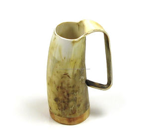 Tasse à bière de style viking tasse à café en corne de buffle tasse à bière en corne naturelle polie - Product Image 3