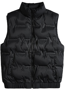 Veste en duvet sans manches pour homme, multi-poches avec fermeture à glissière, col montant en polyester et coton imperméable pour l'hiver - Product Image 2