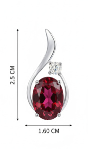 Pendentif en argent 925 avec moissanite et grenat, serti griffe, tendance, bijoux pour femme au quotidien - Product Image 5