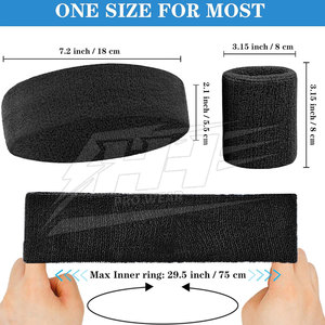 Custom Logo <b>Headband</b> and Wristband Set Breathable <b>Sports</b> Accessories Elastic Terry Cloth <b>Headband</b> Wristbands Set - Product Image 2