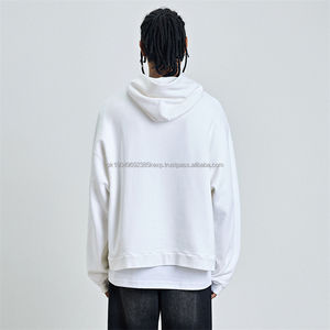 Sweat à capuche court pull sweat brodé poids lourd français éponge goutte épaule sans ficelle hommes sweats à capuche/sweats à capuche hommes - Product Image 4