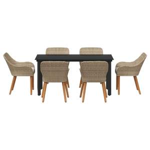 Set da Pranzo da Giardino in Polyrattan Beige a 7 Pezzi con Cuscini - Elegante Arredamento da Esterno - Product Image 3