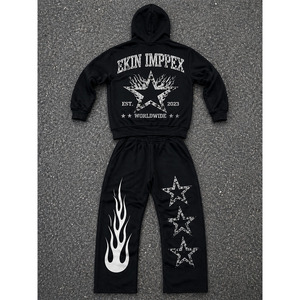 Factory Price Custom Logo Acid Washed Vintage Street Wear Fashionable Tracksuit for Men Lightweight <b>Hot</b> Sale Winter Set Solid - Product Image 4