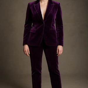 Blazer de Terciopelo Vintage Retro para Mujer, Chaqueta Casual de Color Sólido, Blazer Elegante a la Medida - Product Image 1