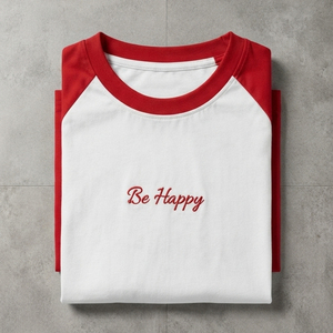 Camiseta de Manga Corta Raglán para Hombre, Diseño Bordado en la Parte Delantera, Camiseta Informal con Cuello Redondo, Talla Grande, Camiseta de Algodón para Uso Diario - Product Image 4