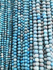 ลูกปัดอะพาไทต์สีน้ำเงินด้านแบบกลม ลูกปัดหินธรรมชาติสำหรับทำสร้อยข้อมือ สร้อยคอ เครื่องประดับ DIY - Product Image 3