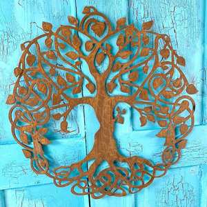Artesanía Rústica, Árbol de la Vida, Decoración de Pared, Arte de Pared con Marco de Hierro con Acabado Oxidado, Decoración de Pared con Paisaje, Gran Venta - Product Image 3