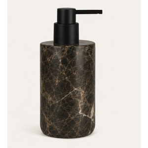 Natural Brown Marble Soap Dispenser with Matte <b>Black</b> <b>Pump</b> Eco-friendly Modern Design for Bathroom Use - Product Image 3