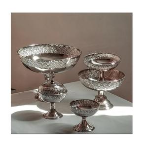 Bol à fruits de qualité supérieure, en acier inoxydable, couleur argent, design en relief, forme ronde, bol à chocolats - Product Image 2