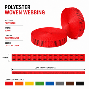Sangle en polyester tissé à marque privée de 2 pouces, excellente résistance à l'usure pour le cerclage de marchandises, service de fabrication sur mesure - Product Image 4