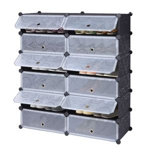 Armadio Modulare a 12 Cubi in Plastica Fai-da-Te con Ante, Organizzatore per Scarpe e Oggetti per Casa o Ufficio - Product Image 4