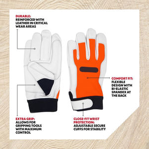 Guantes de Trabajo de Alta Visibilidad para Jóvenes, Resistentes, de Cuero Vacuno, Ecológicos, para Soldadura, Protección de Seguridad, con Servicio OEM - Product Image 4