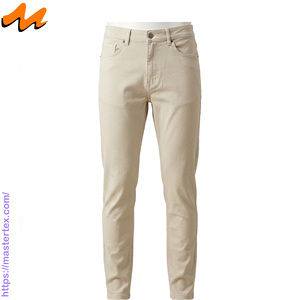 Pantalon décontracté pour homme MASTER TEXTILE, coupe ajustée confortable, coton/élasthanne, taille mi-haute, sergé tissé respirant, teint en pièce, fermeture boutonnée - Product Image 2