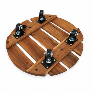 High End Square Acacia <b>Wooden</b> Plant Stand Lightweight Heavy-Duty Wheels (150kg Capacity) Eco-Friendly Biodegradable Home <b>Garden</b> - Product Image 1