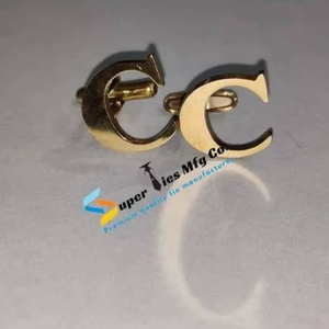 Boutons de manchette de luxe Benon en or avec initiales A B C pour hommes |   Boutons de manchette de chemise formelle Alphabet Premium |   Fête d'affaires de mariage - Product Image 2