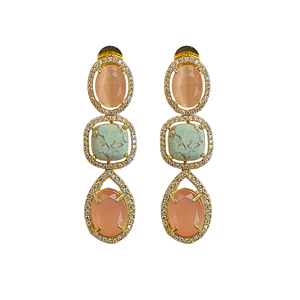 Gold Plated Brass Drop <b>Earrings</b> Zircon Geometric Design Trendy Classic Chandelier <b>Earrings</b> for Women Bohemia Style Party Jewelry - Product Image 1
