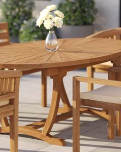 Juego de Mesa de Comedor Ovalada de Teca para Exteriores, Muebles de Jardín para Villa, Resort, Hotel, Patio y Espacios Exteriores - Product Image 2