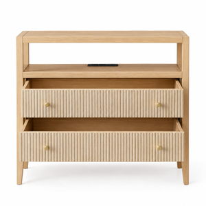 Mueble de Salón Moderno de Madera Maciza con 2 Cajones y Estante Abierto, Diseño Escandinavo - Product Image 5