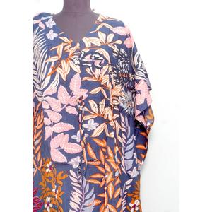 Vestido Túnica Largo Tejido para Mujer, Color Negro y Blanco, Estilo Dulce y Elegante, Ropa de Playa, Kaftán de Algodón Orgánico con Estampado Floral, para Verano - Product Image 2