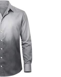 Camisa Formal para Hombre en Gris Claro Degradado, Algodón Premium, Manga Larga, Cierre de Botones, Estilo Casual Elegante, Fabricante OEM Personalizado, Suministro al por Mayor - Product Image 4