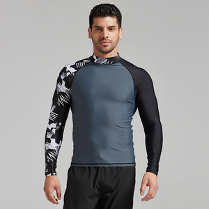 Green Custom Sublimation Printed Sun Protection Clothing <b>Men's</b> Full Sleeve Hooded Rash Guard Breathable Cool Touch Quick Front - Product Image 1