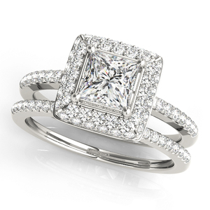 Anillo de Compromiso Minimalista con Halo Cuadrado de Diamante Cultivado en Laboratorio con Corte Princesa, Certificado por IGI, en Oro de 10K, 14K, 18K, Plata 925, 935 - Product Image 2