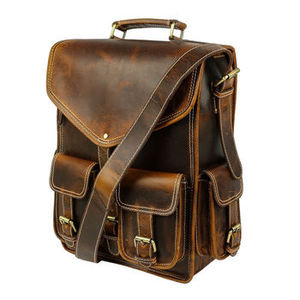 2026 Vintage Genuine Leather Waterproof RFID <b>Laptop</b> <b>Backpack</b> Dual Pockets Hasp Closure Unisex Softback 30-40L Capacity - Product Image 3