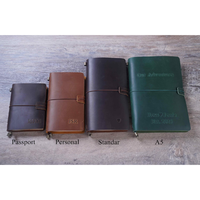 Carnet de voyage personnalisé en cuir rigide à trois volets, journal intime rechargeable fait main, cadeau pour homme, agenda d'écriture avec fermeture en caoutchouc