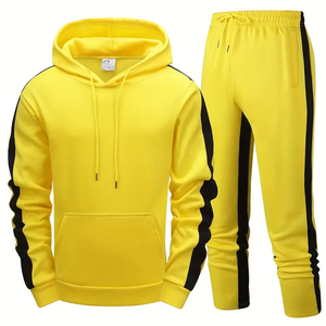 <b>Men's</b> Casual Tracksuit Set <b>Black</b> Gold Embroidery Zipper <b>Jacket</b> Pants Full Sleeve Autumn Wear Regular Fit 2 Piece Sweatshirt <b>Suit</b> - Product Image 1