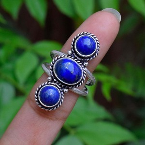 Bague en lapis-lazuli, argent sterling 925, bijoux artisanaux - Product Image 1