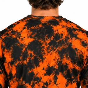 Chemise de pêche décontractée pour hommes, confortable et légère, pour l'extérieur, orange et noir, imprimé tie-dye par sublimation, protection UPF 50, séchage rapide - Product Image 5