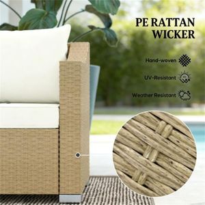 Set da Giardino a 3 Posti con Divano Doppio Bianco Crema per Esterni - Product Image 2