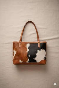 Bolso Tote de Cuero Vacuno Auténtico con Cremallera, Estilo Vintage, Gran Capacidad, para Viaje - Product Image 1