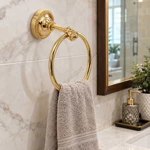 Support mural rond de luxe en laiton doré pour serviette de toilette, avec bordure en corde classique, pour salle de bain d'hôtel - Product Image 2
