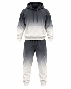 Conjunto Deportivo de 2 Piezas para Hombre, Sudadera con Capucha y Pantalones de Chándal con Cordón, Color Degradado, Manga Larga, Ropa Deportiva Informal - Product Image 4