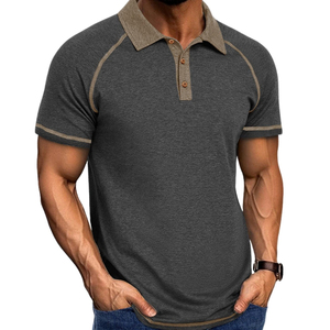 Polo tendance décontracté à blocs de couleur en coton premium respirant, de haute qualité, durable et élégant - Product Image 1