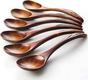 11. Ensemble de cuillères et fourchettes en bois avec logo personnalisé, couverts en bois naturel pour cadeaux promotionnels et marques privées - Product Image 5