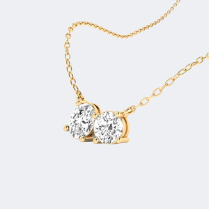 Collier pendentif Toi et Moi serti de pierres ovales rondes 1.00CTW - Product Image 4