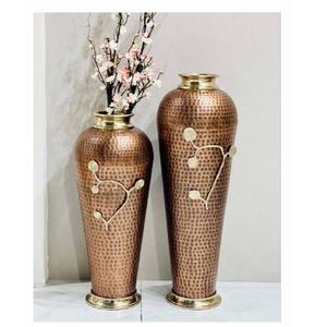 Venta caliente Contemporáneo Cilíndrico Cobre Metal Jarrones Juego de 2 Metal Moderno Mesa Florero Coastal Hierro Florero - Product Image 1