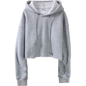 Women Casual Crop Top Hoodie Soft Cotton Oversized Pullover Premium Streetwear Custom Logo Wholesale Fashion Clothing - Product Image 1